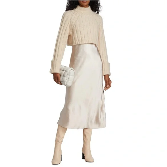 self portrait ivory lurex knit dress self-portrait - Cream Crystal Trim Knit Mini Dress
